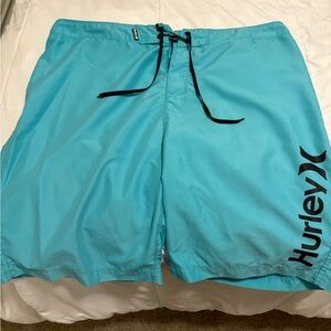 Hurley Men's Blue Teal Swim Shorts, Size 38
